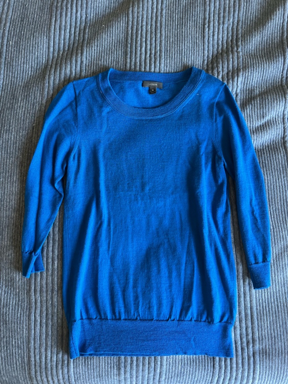 J Crew 3/4 length sleeve wool sweater blue | size XS